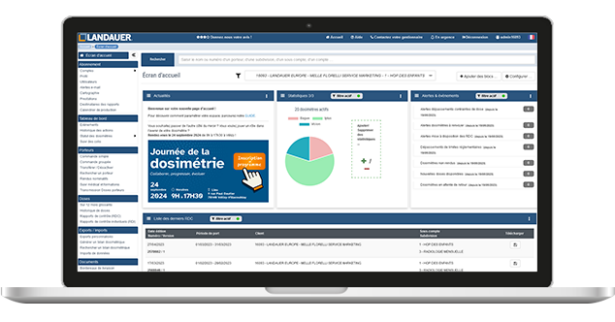 Ecran accueil dosimétrie en ligne
