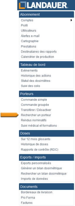 Rechercher un porteur
